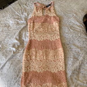 Pink and beige stripped dress